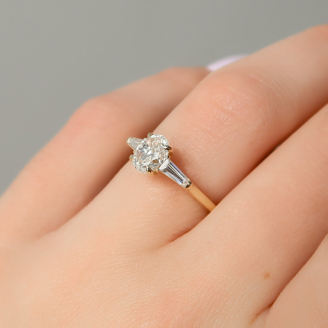 1.50 -3.50 CT Oval Cut CVD Diamond Three Stone Style Engagement Ring