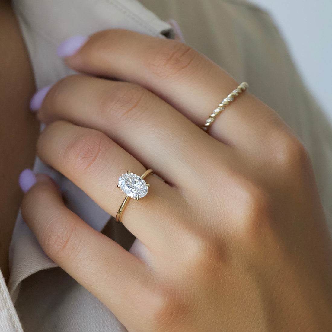 2.0 -4.0 CT Oval Cut CVD Diamond Hidden Halo Engagement Ring