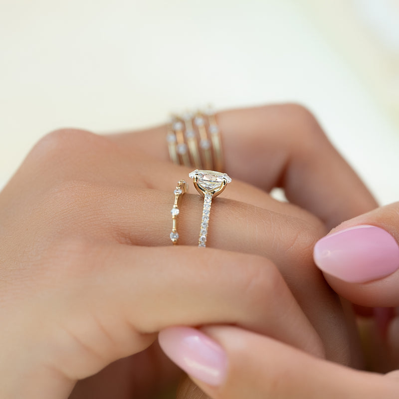 1.0 -3.0 CT Oval Cut CVD Diamond Pave Engagement Ring