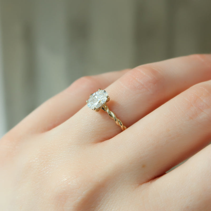 1.0 -3.0 CT Oval Cut CVD Diamond Hidden Halo Engagement Ring