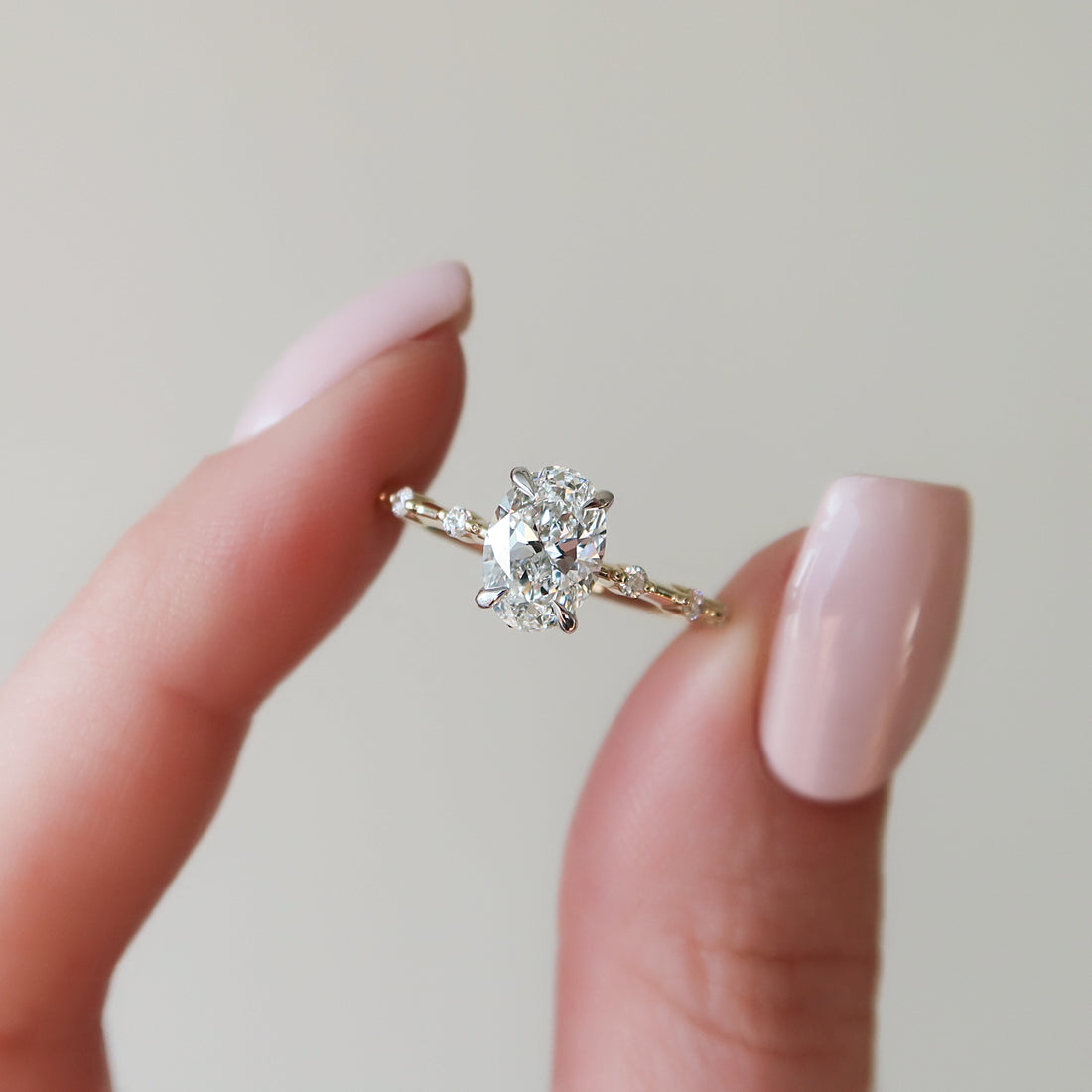 2.0  - 4.0 CT Oval  Cut CVD Diamond Dainty Engagement Ring