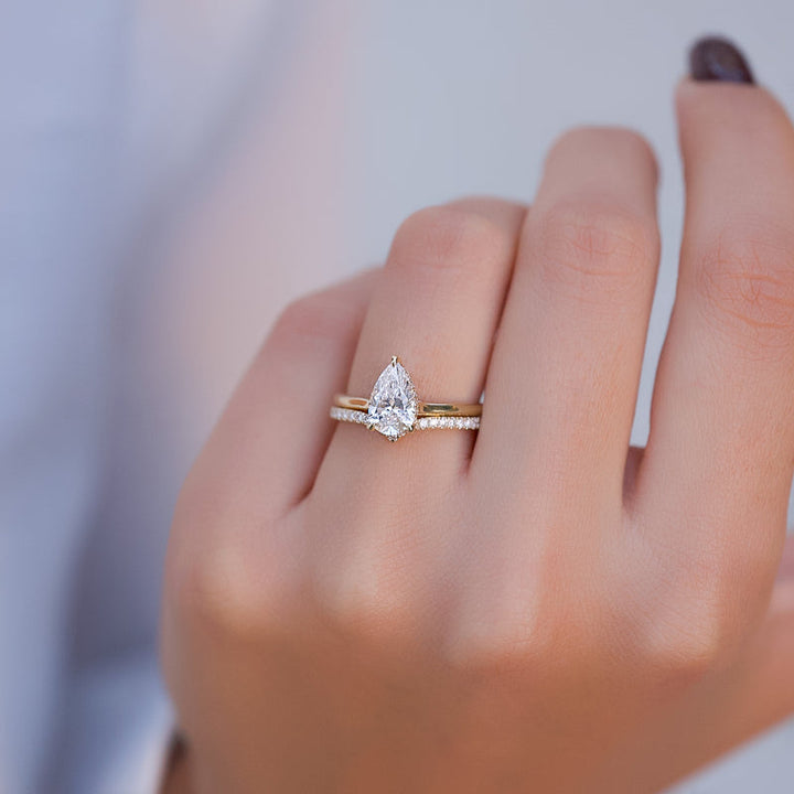 1.0 - 3.0 CT Pear Cut CVD Diamond Hidden Halo Engagement Ring