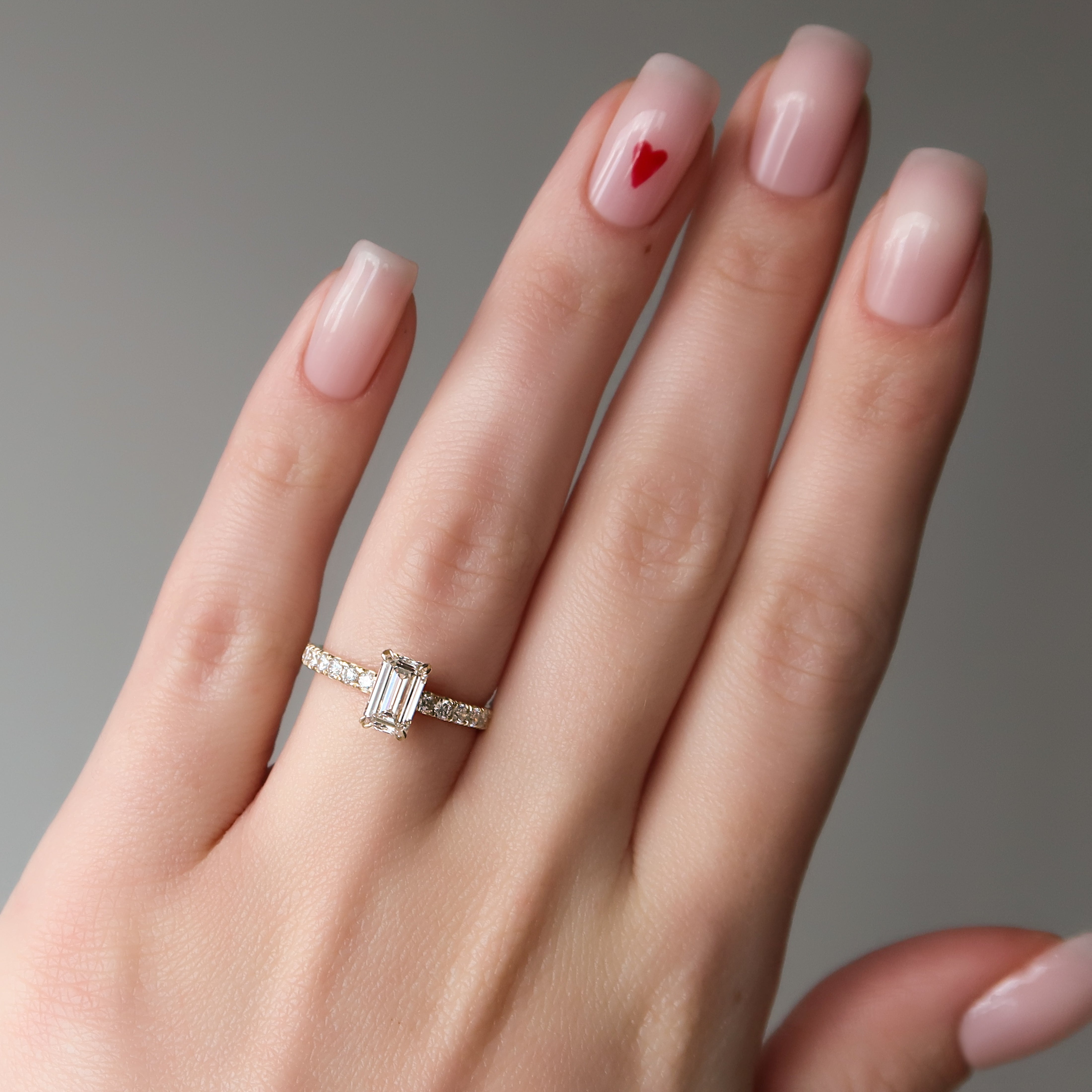 2.0 - 4.0 CT Emerald Cut CVD Diamond Hidden Halo & Pave Engagement Ring