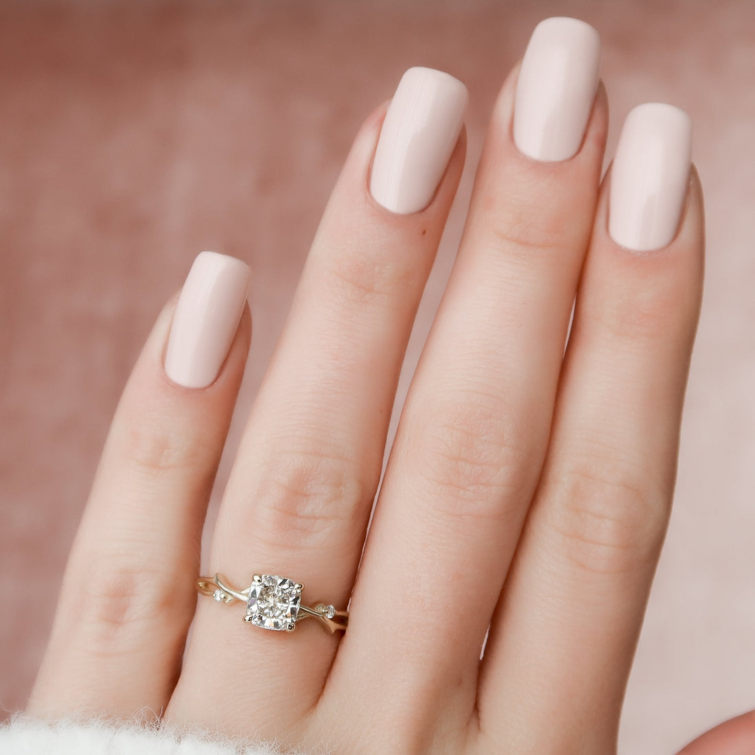 1.50 - 3.50 CT Cushion Cut CVD Diamond twig Engagement Ring