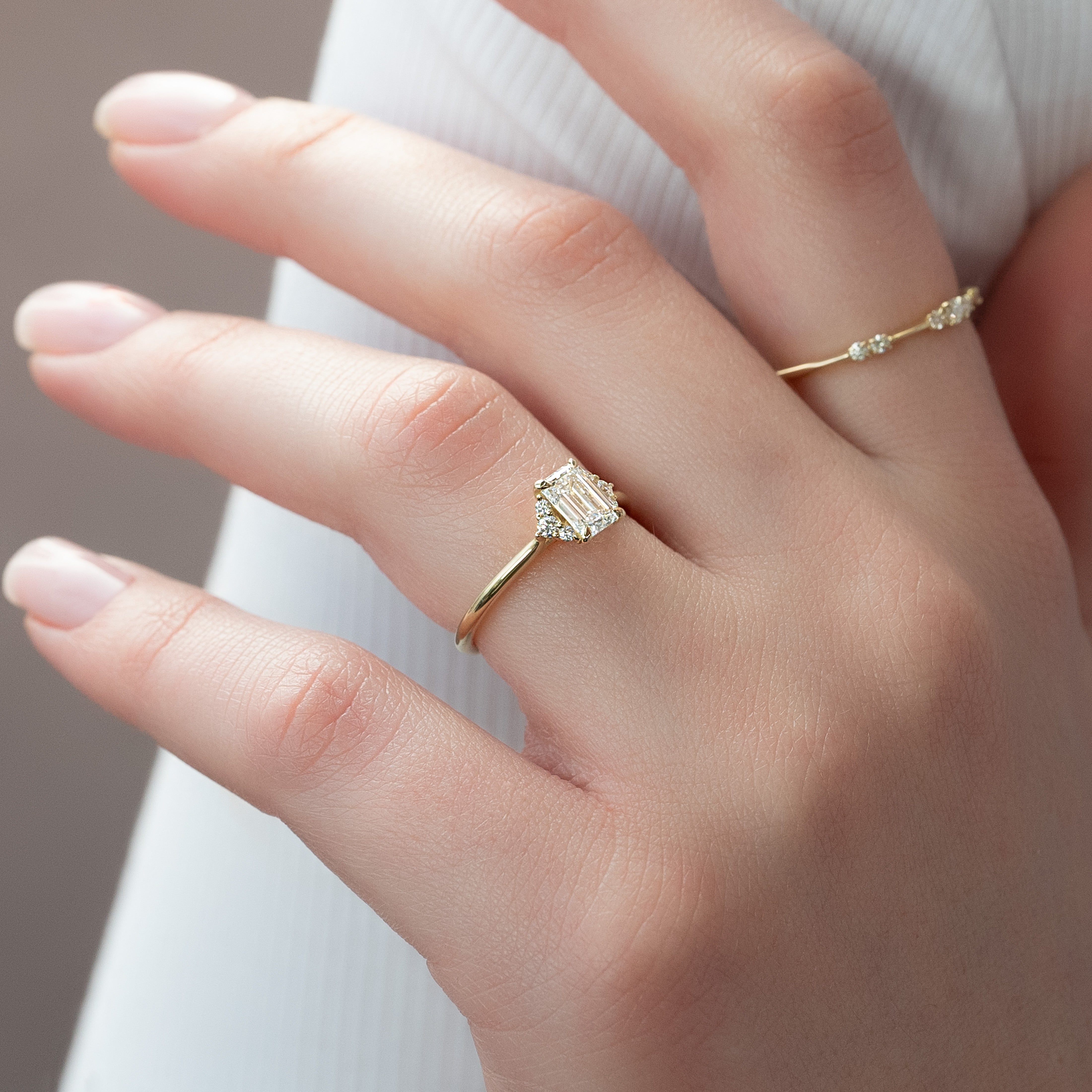 1.50 - 3.50 CT Emerald Cut CVD Diamond Cluster Engagement Ring