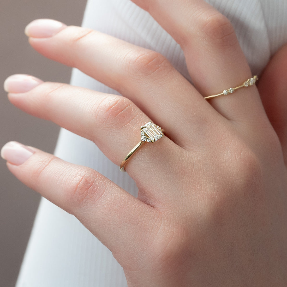 1.50 - 3.50 CT Emerald Cut CVD Diamond Cluster Engagement Ring