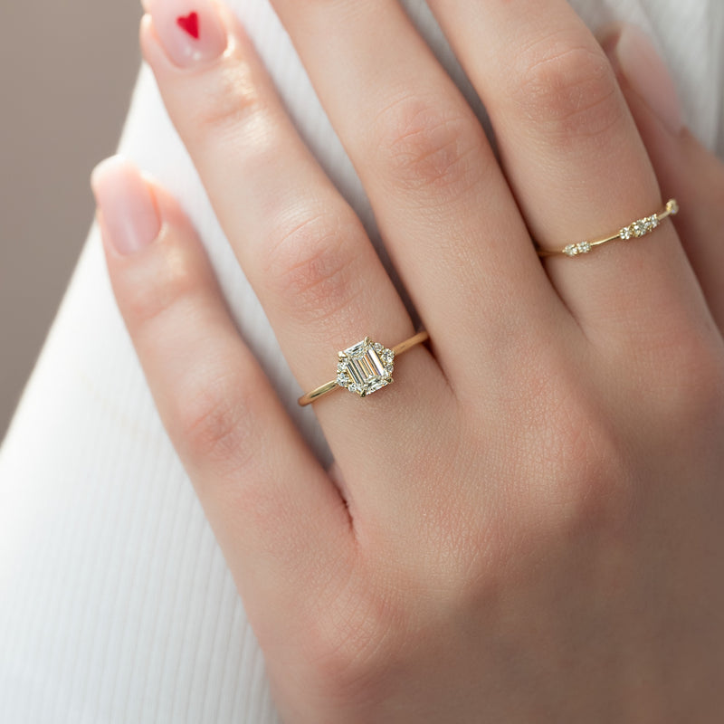 1.50 - 3.50 CT Emerald Cut CVD Diamond Cluster Engagement Ring