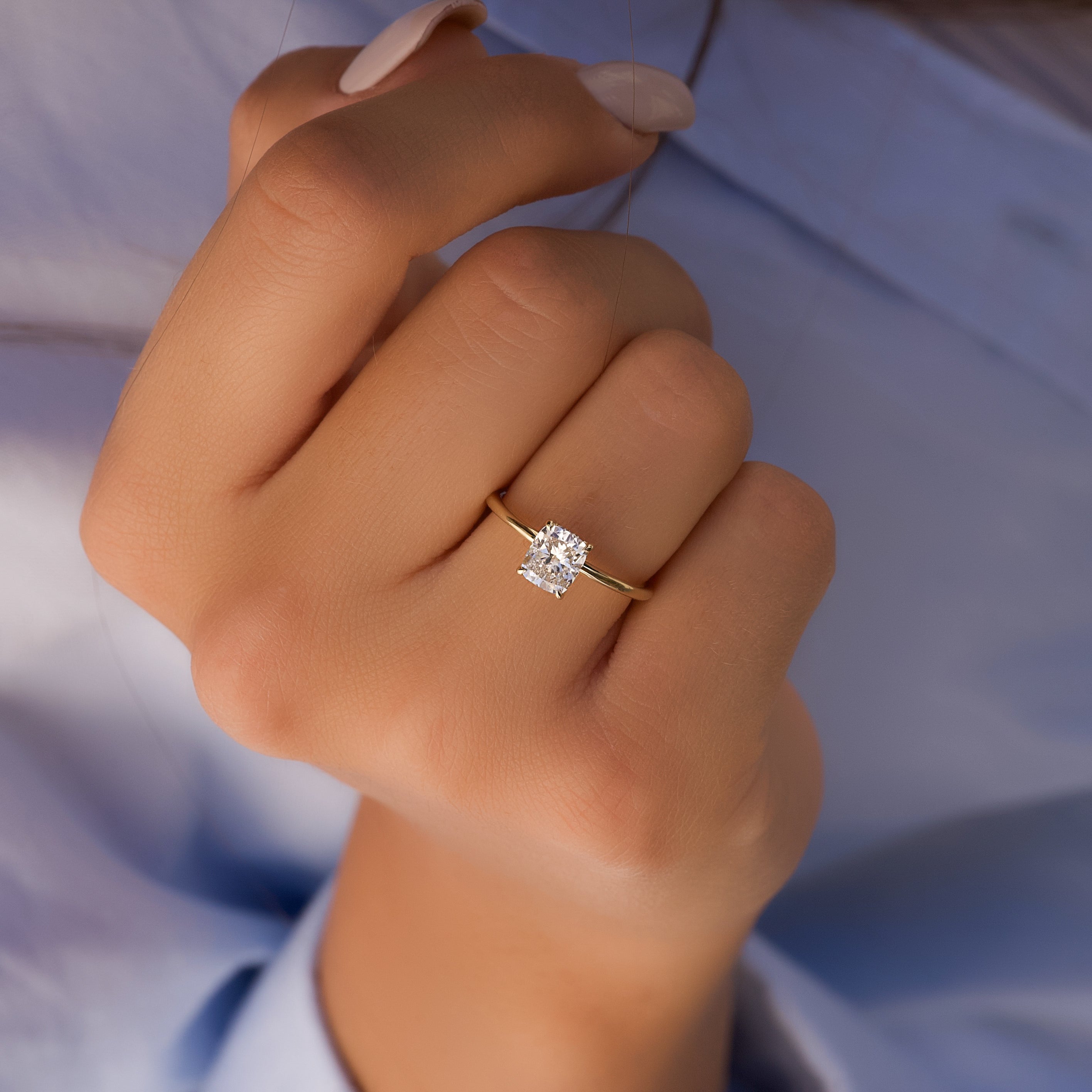 2.0 - 4.0 CT Elongated Cushion Cut CVD Diamond Hidden Halo Engagement Ring