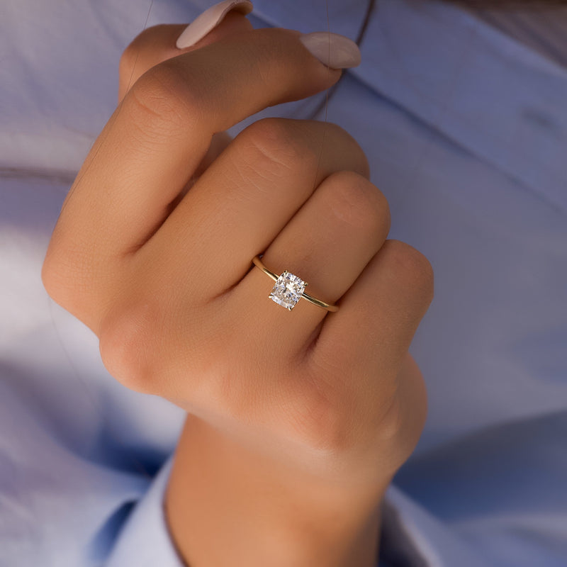 2.0 - 4.0 CT Elongated Cushion Cut CVD Diamond Hidden Halo Engagement Ring