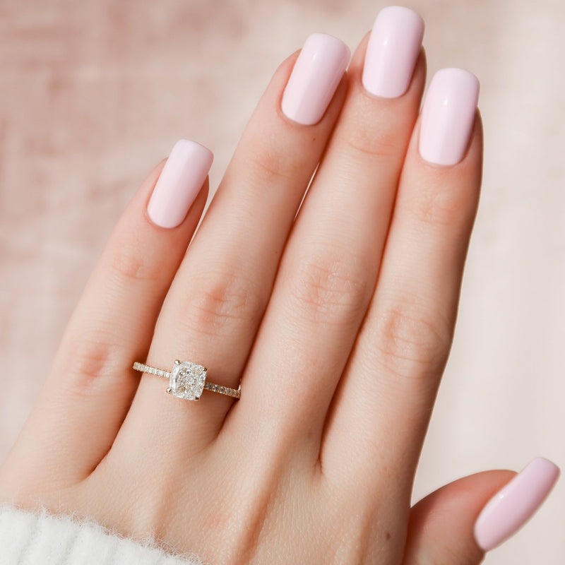 2.0 - 3.0 CT Cushion Cut CVD Diamond Hidden Halo & Pave Engagement Ring