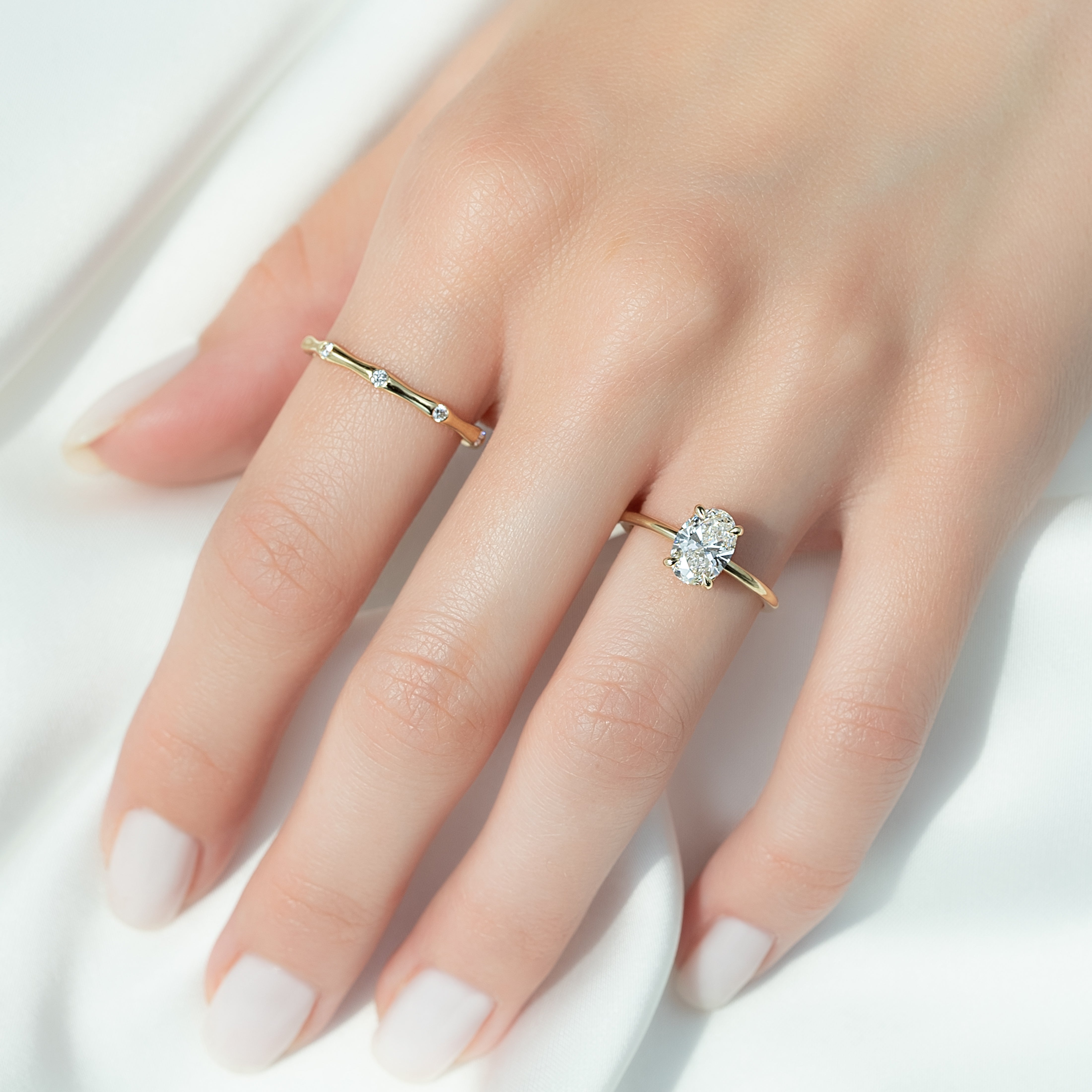 1.50 - 3.50 CT Oval  Cut CVD Diamond Hidden Halo Engagement Ring