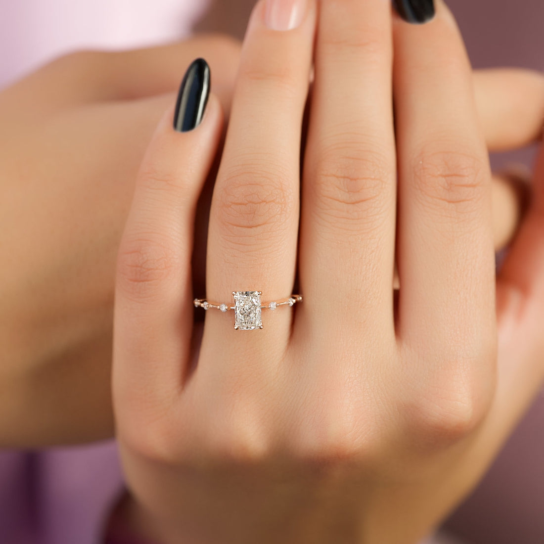 2.0 - 4.0  CT Radiant Cut CVD Diamond Dainty Engagement Ring