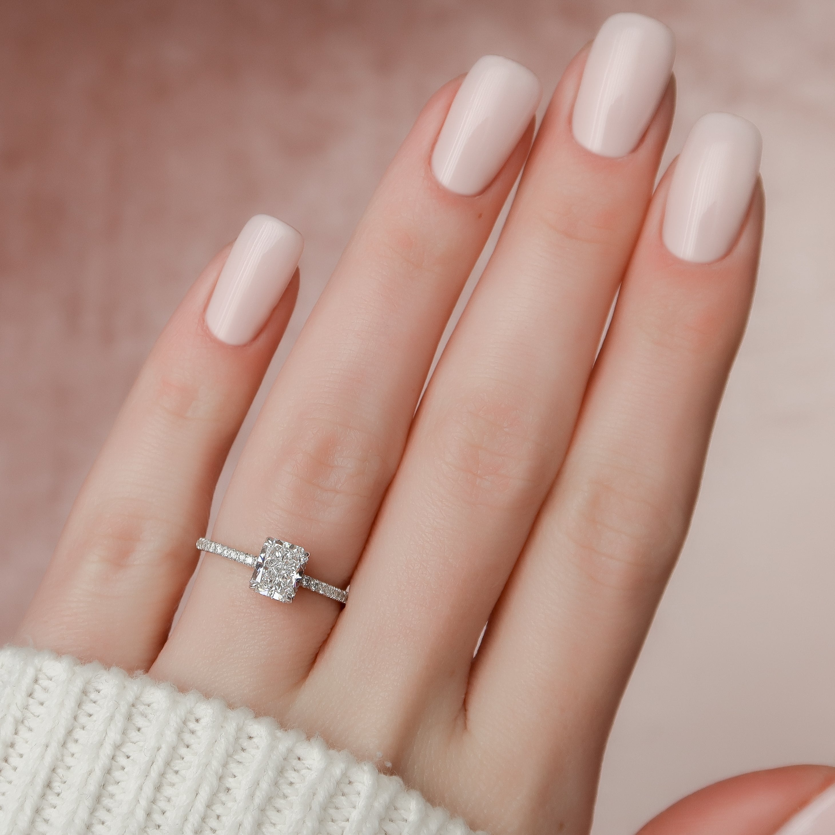 2.0 - 4.0  CT Radiant Cut CVD Diamond Hidden Halo & Pave Engagement Ring