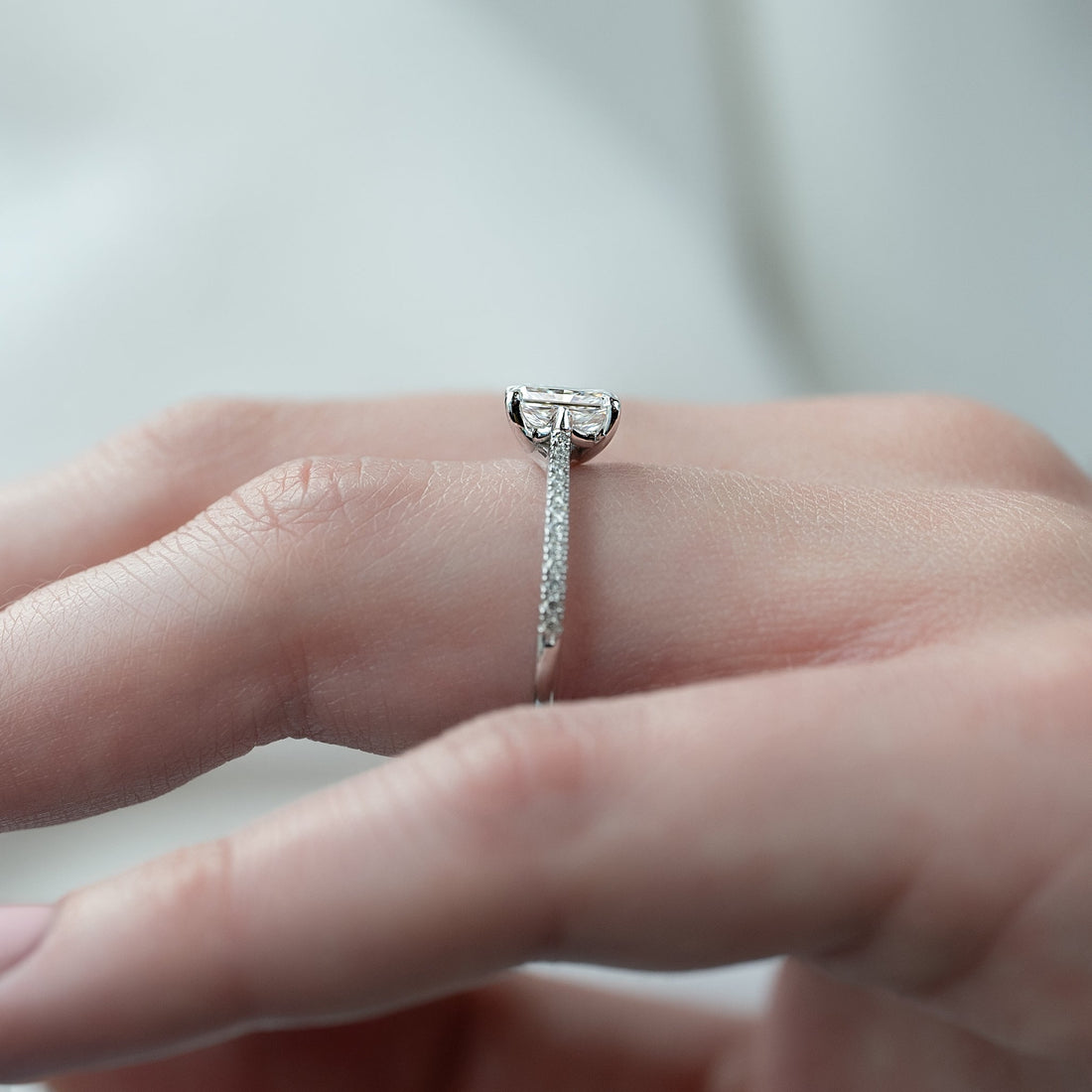 2.0 - 4.0  CT Radiant Cut CVD Diamond Pave Engagement Ring