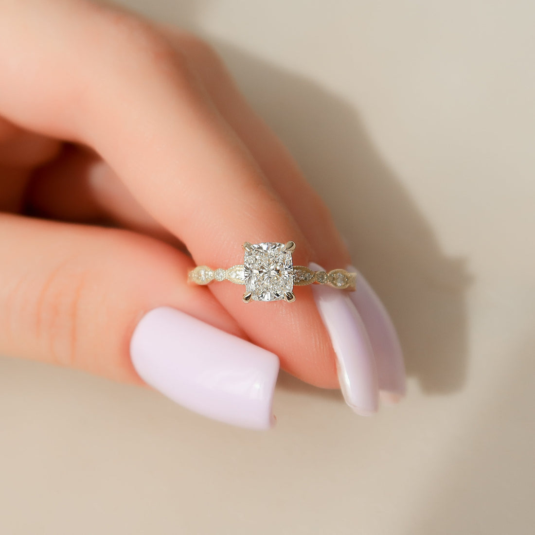 2.0 - 4.0 CT Elongated Cushion Cut CVD Diamond vintage Engagement Ring