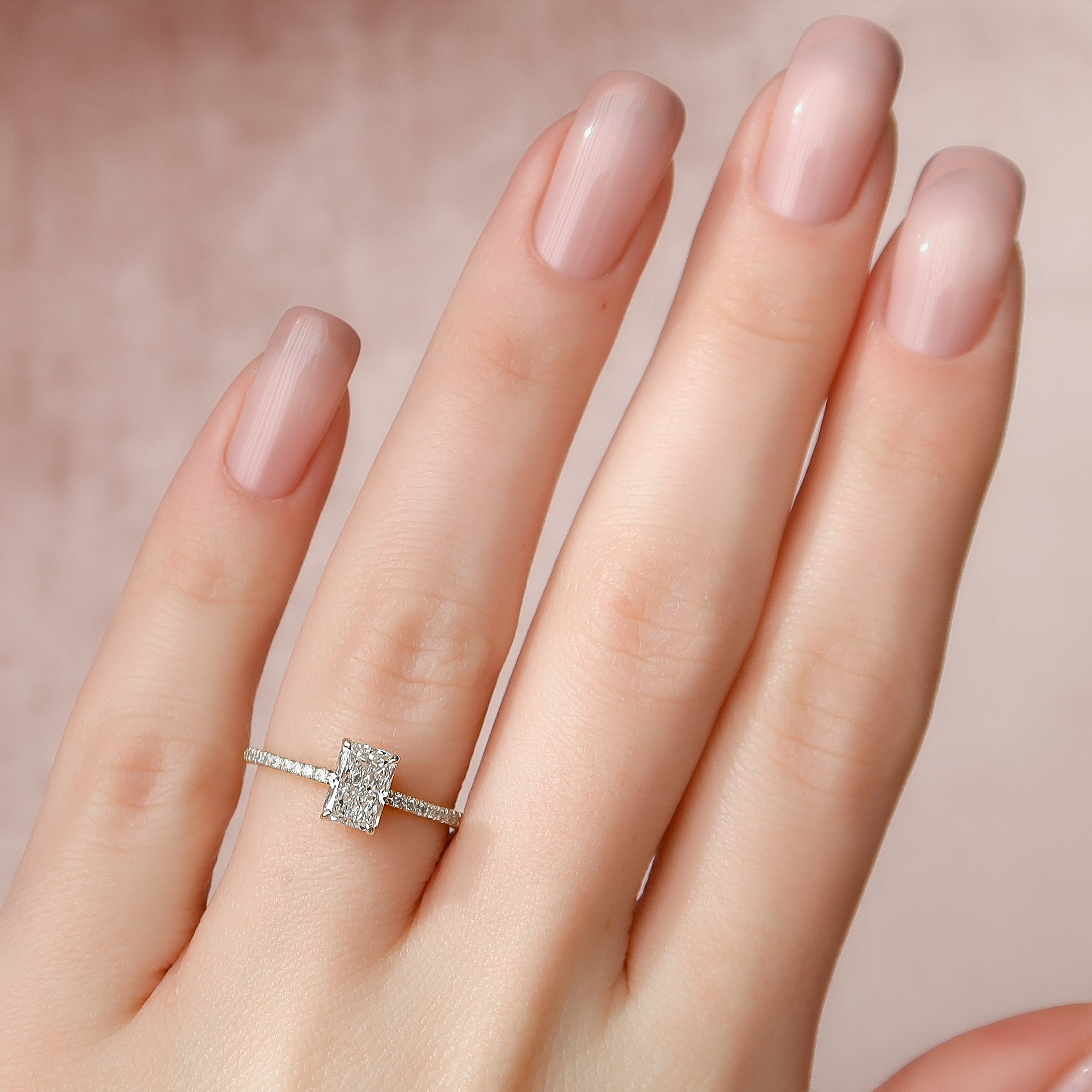 2.0 - 4.0  CT Radiant Cut CVD Diamond Hidden Halo & Pave Engagement Ring