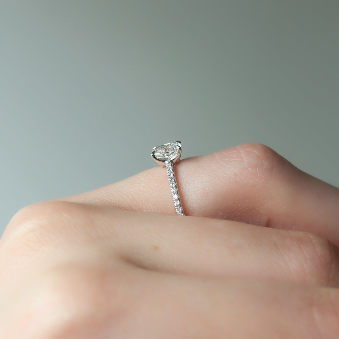 2.0 - 4.0 CT Elongated Cushion Cut CVD Diamond Pave Engagement Ring