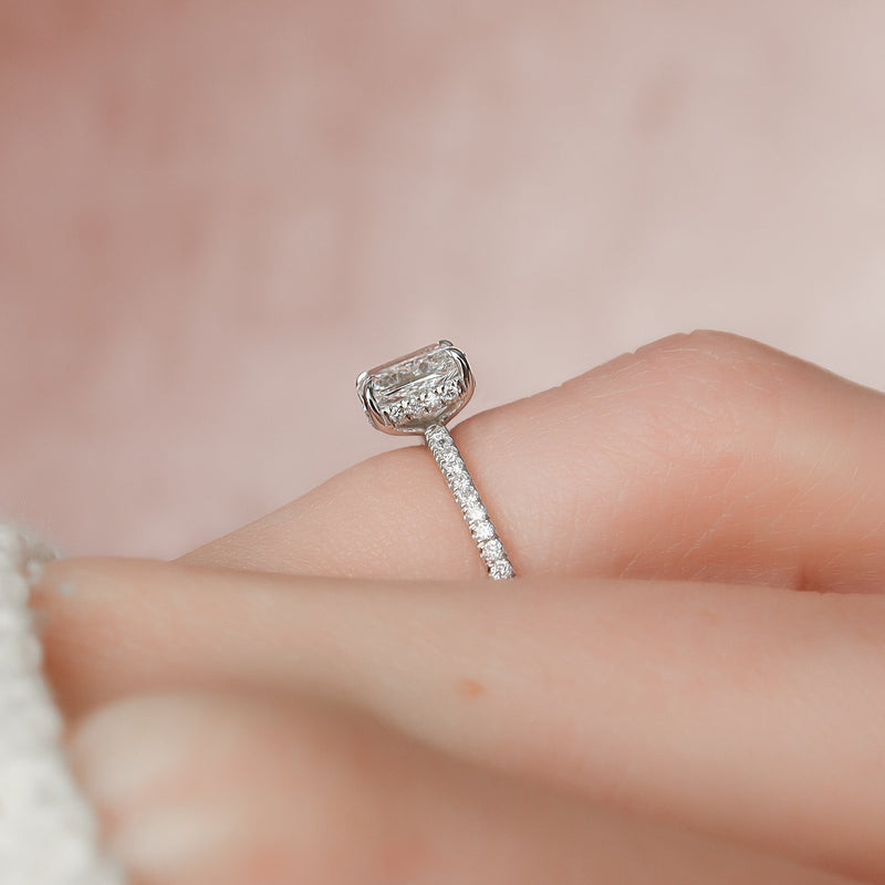 2.0 - 4.0  CT Radiant Cut CVD Diamond Hidden Halo & Pave Engagement Ring