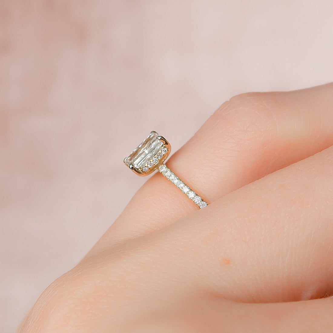 2.0 - 4.0  CT Radiant Cut CVD Diamond Hidden Halo & Pave Engagement Ring