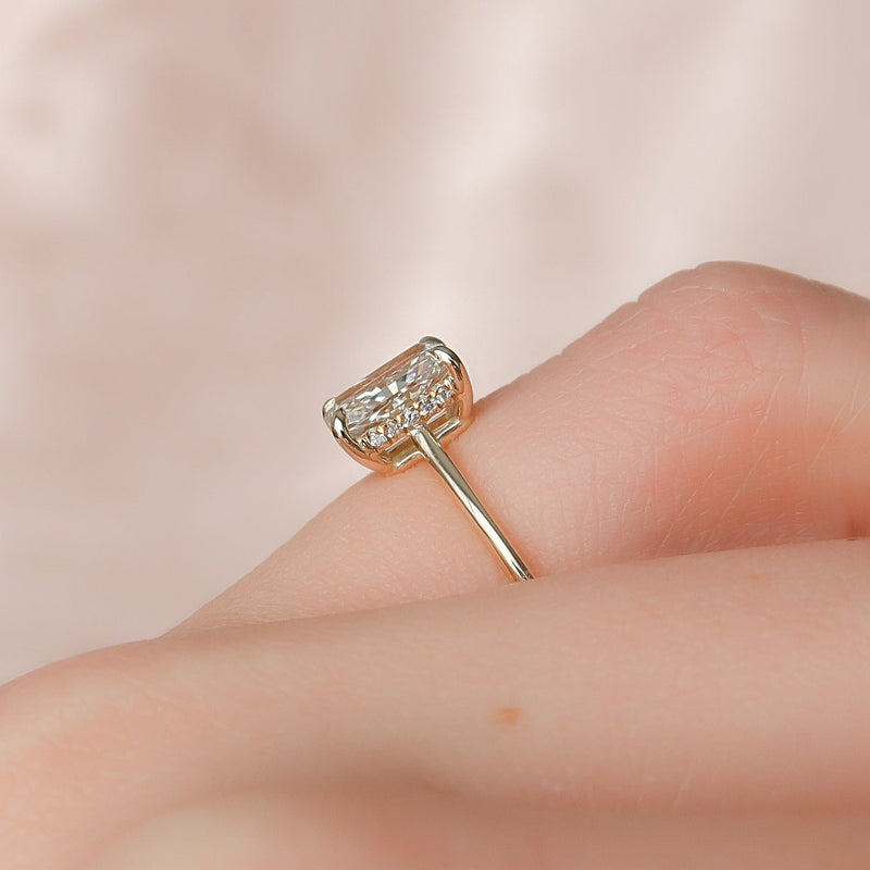 2.0 - 4.0  CT Radiant Cut CVD Diamond Hidden Halo Engagement Ring
