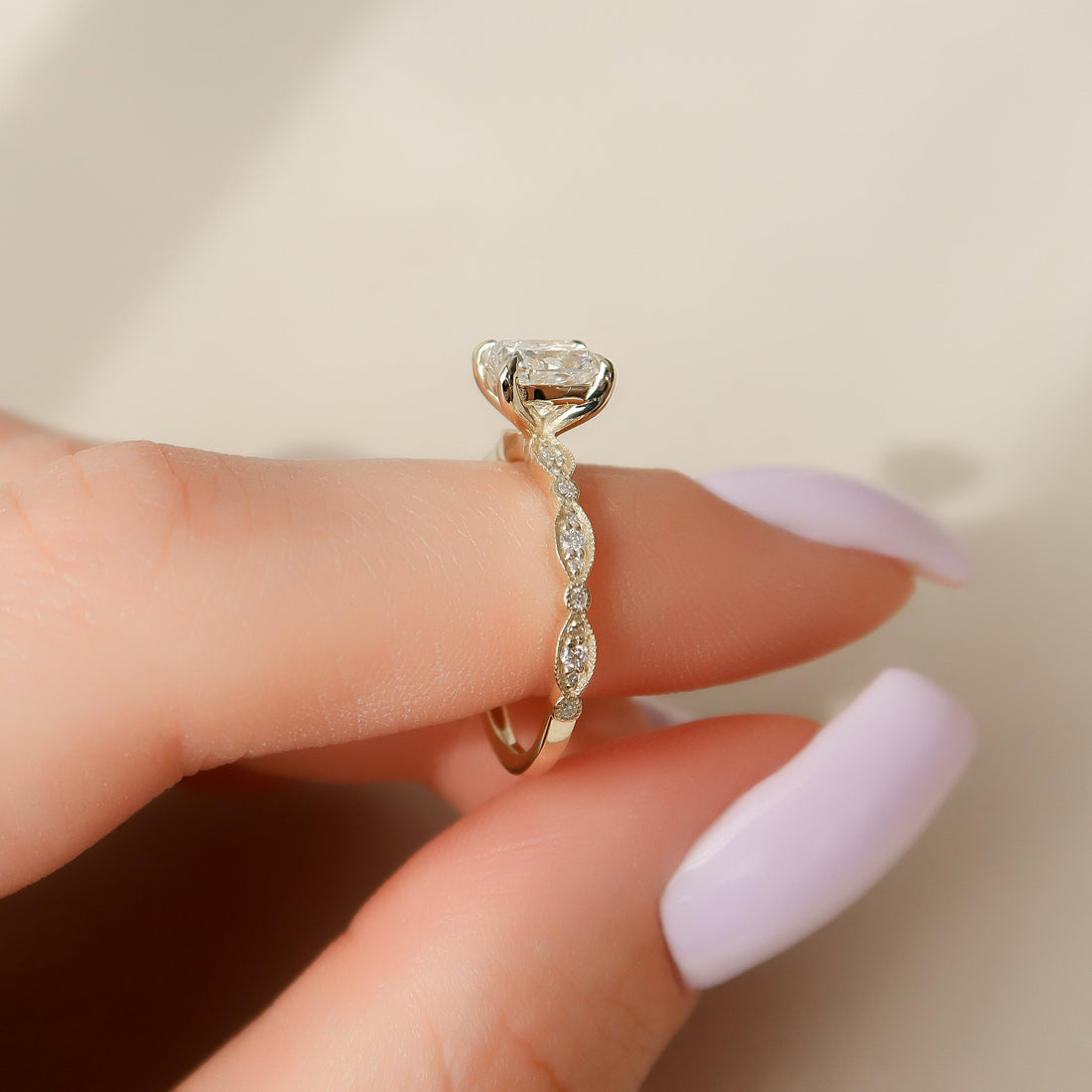 2.0 - 4.0 CT Elongated Cushion Cut CVD Diamond vintage Engagement Ring