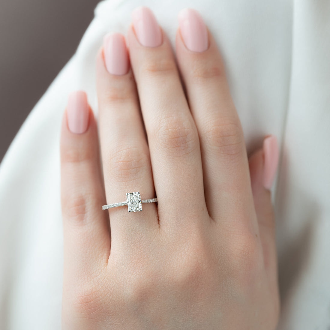 2.0 - 4.0  CT Radiant Cut CVD Diamond Pave Engagement Ring