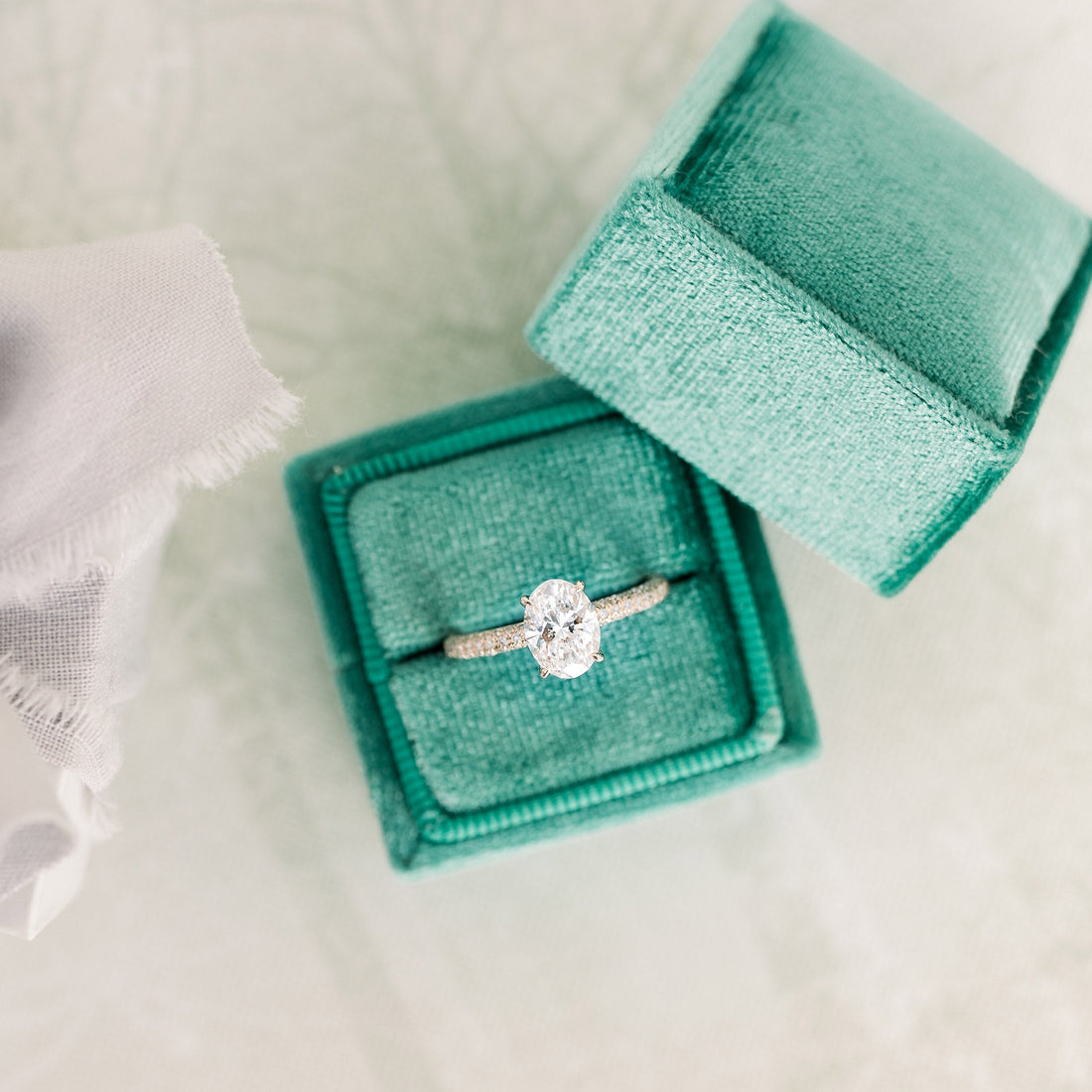 1.50CT Oval Cut Moissanite Three Side Pave Setting Engagement Ring