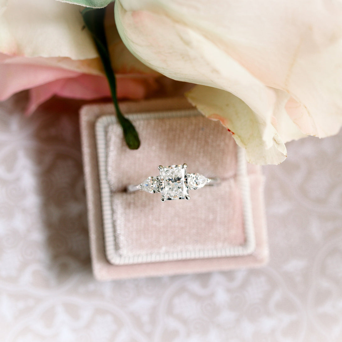 2.0CT Radiant Cut Moissanite Pear Diamond Engagement Ring