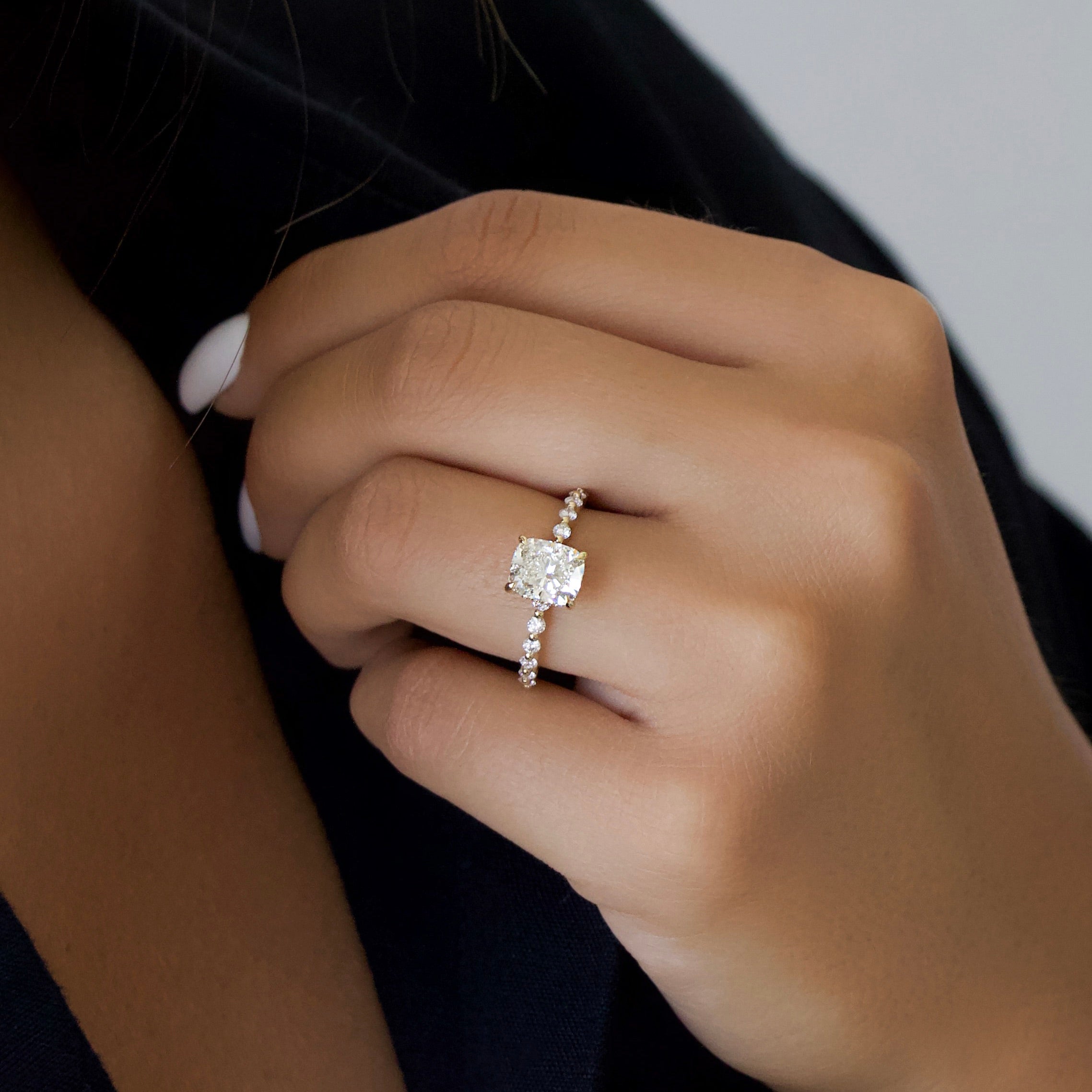 2.0 - 4.0 CT Elongated Cushion Cut CVD Diamond Hidden Halo & Pave Style Engagement Ring