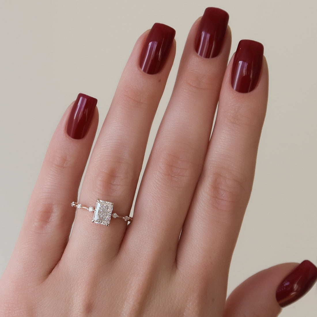 2.0 - 4.0  CT Radiant Cut CVD Diamond Dainty Engagement Ring