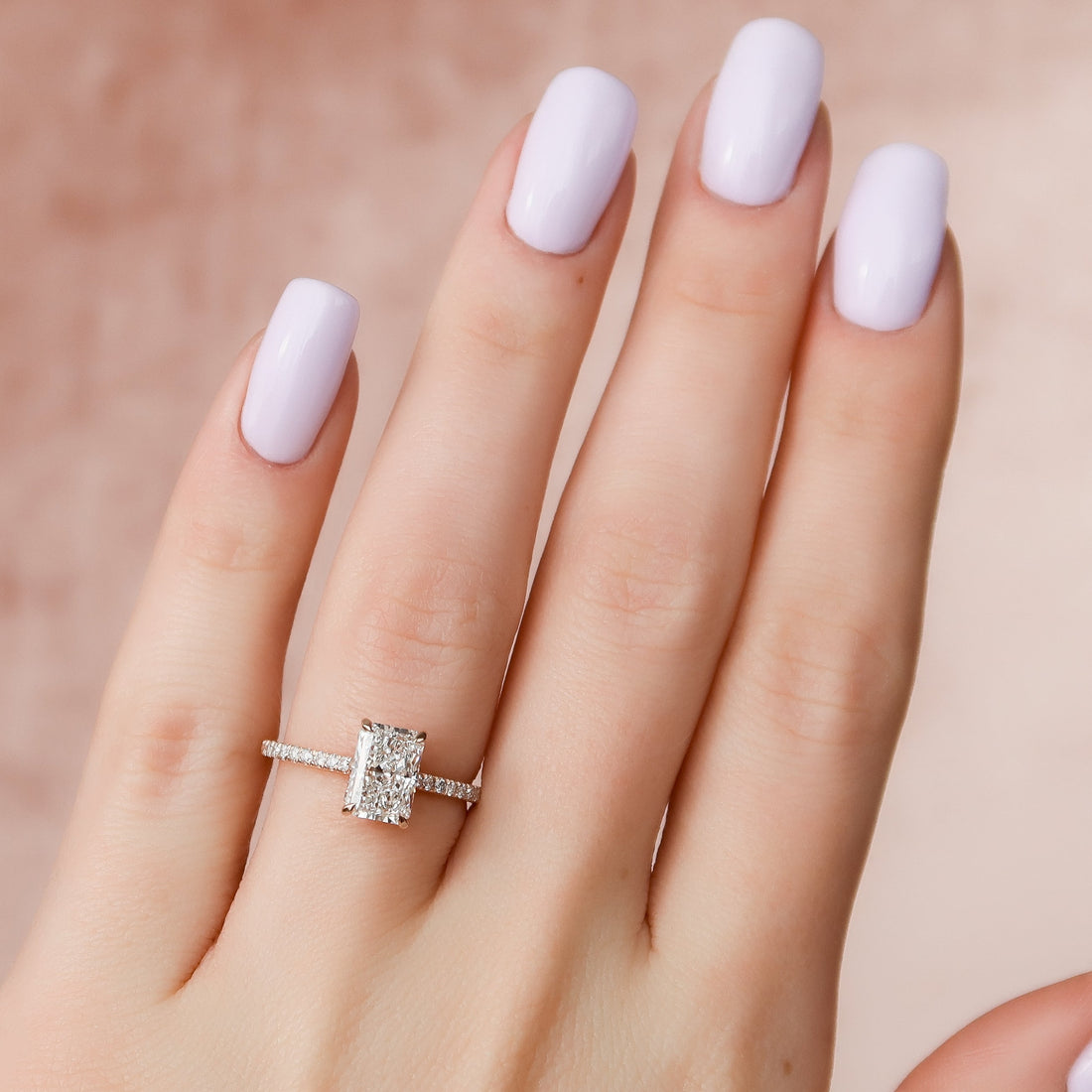 2.0 - 4.0  CT Radiant Cut CVD Diamond Hidden Halo & Pave Engagement Ring