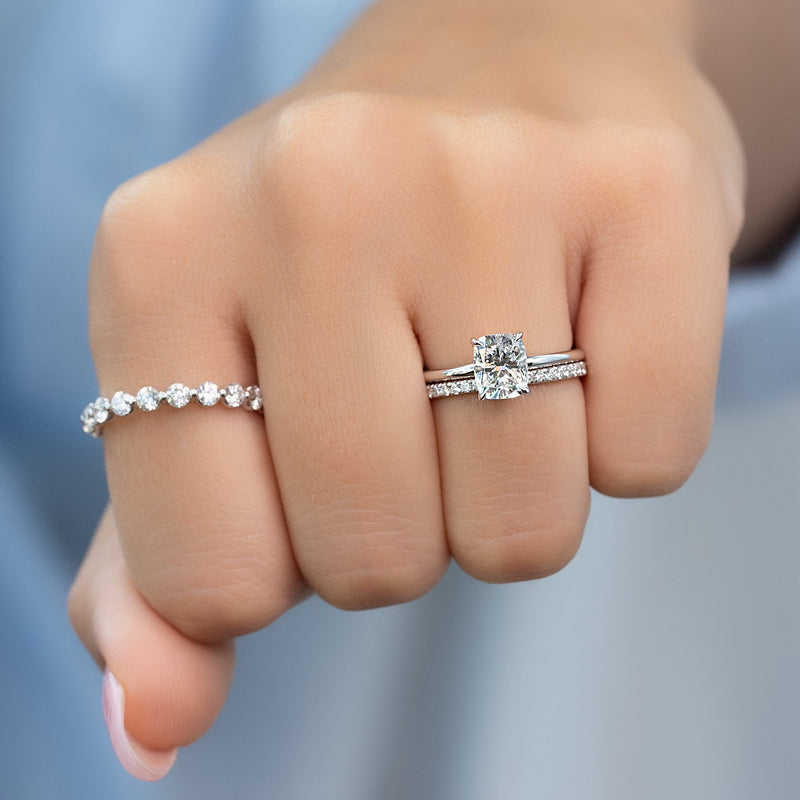 2.0 - 4.0 CT Elongated Cushion Cut CVD Diamond Hidden Halo Engagement Ring