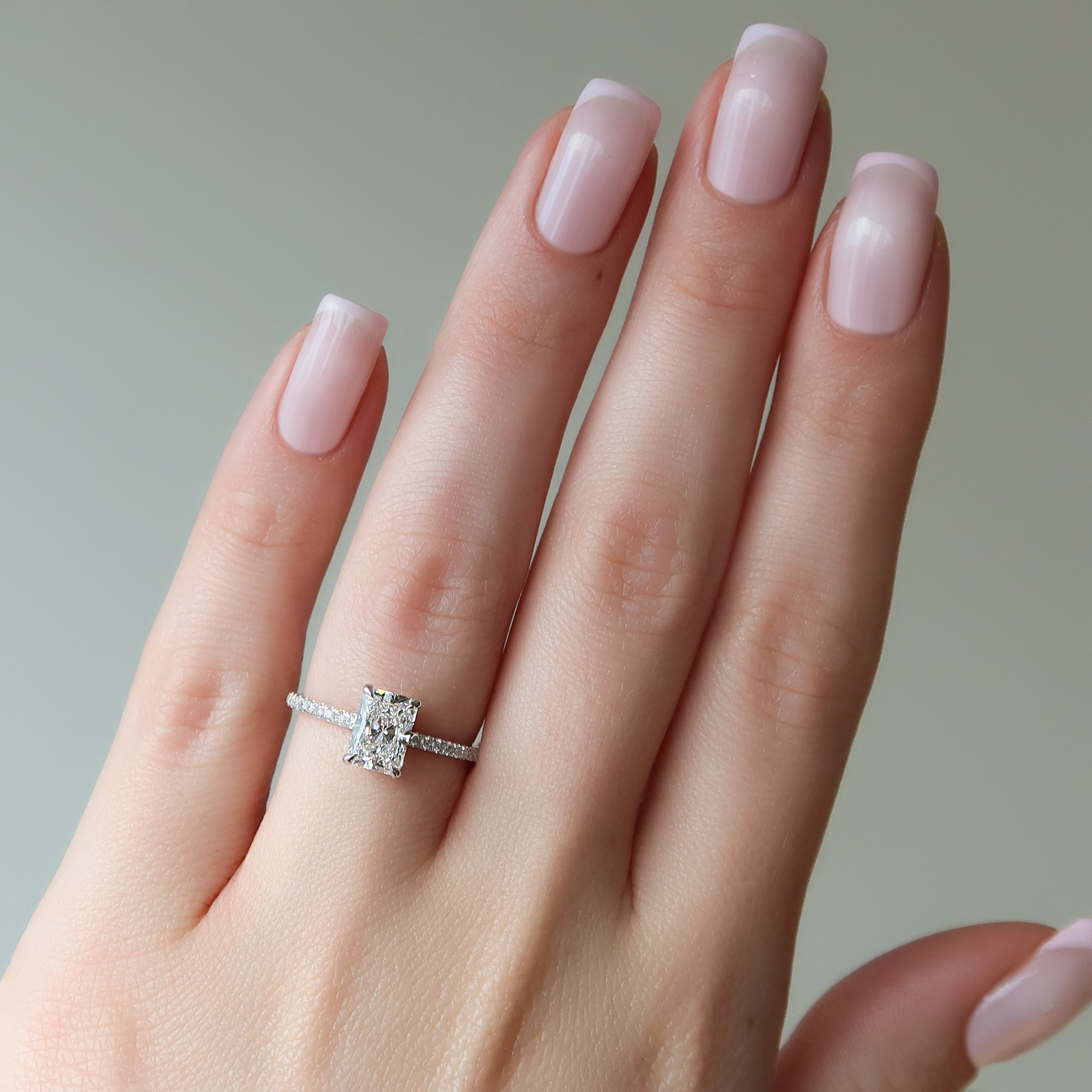 2.0 - 4.0  CT Radiant Cut CVD Diamond Hidden Halo & Pave Engagement Ring