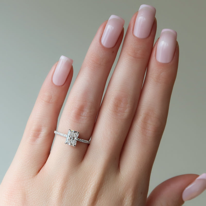 2.0 - 4.0  CT Radiant Cut CVD Diamond Hidden Halo & Pave Engagement Ring