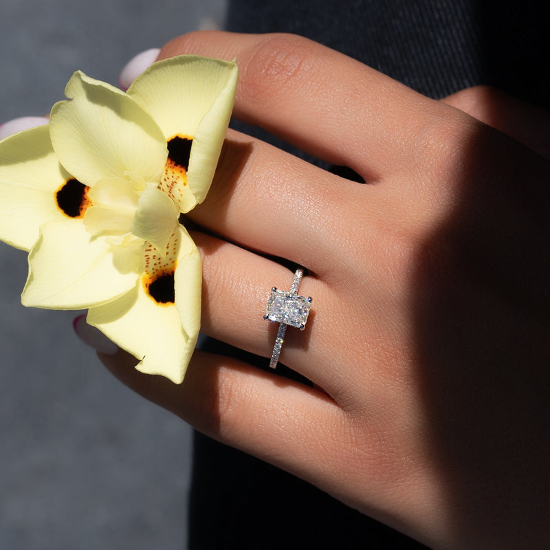 2.0 - 4.0  CT Radiant Cut CVD Diamond Hidden Halo & Pave Engagement Ring