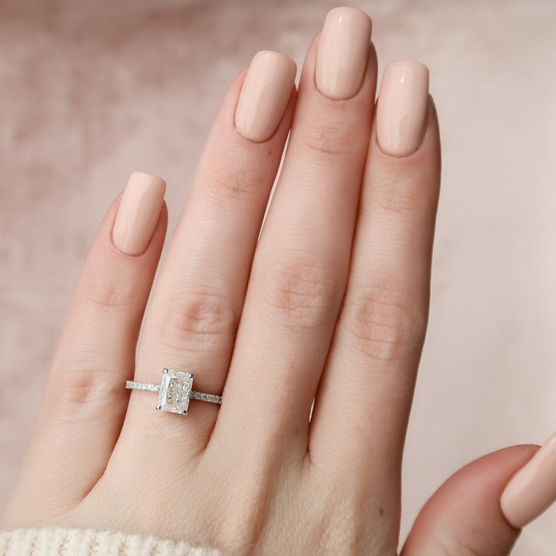 2.0 - 4.0  CT Radiant Cut CVD Diamond Hidden Halo & Pave Engagement Ring