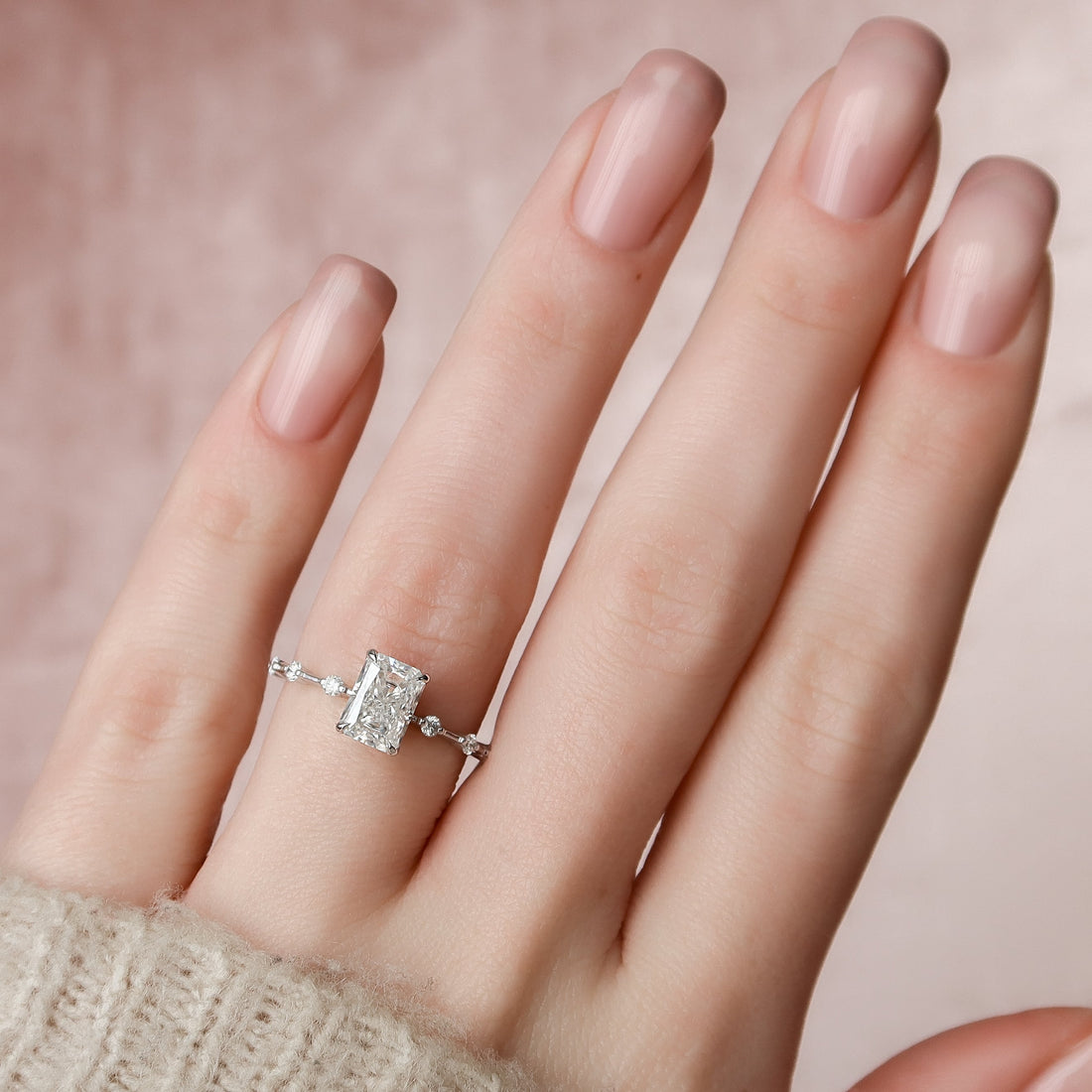 2.0 - 4.0  CT Radiant Cut CVD Diamond Dainty Engagement Ring