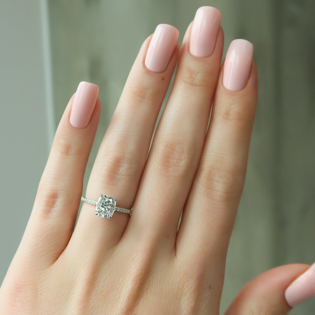 2.0 - 4.0 CT Elongated Cushion Cut CVD Diamond Pave Engagement Ring
