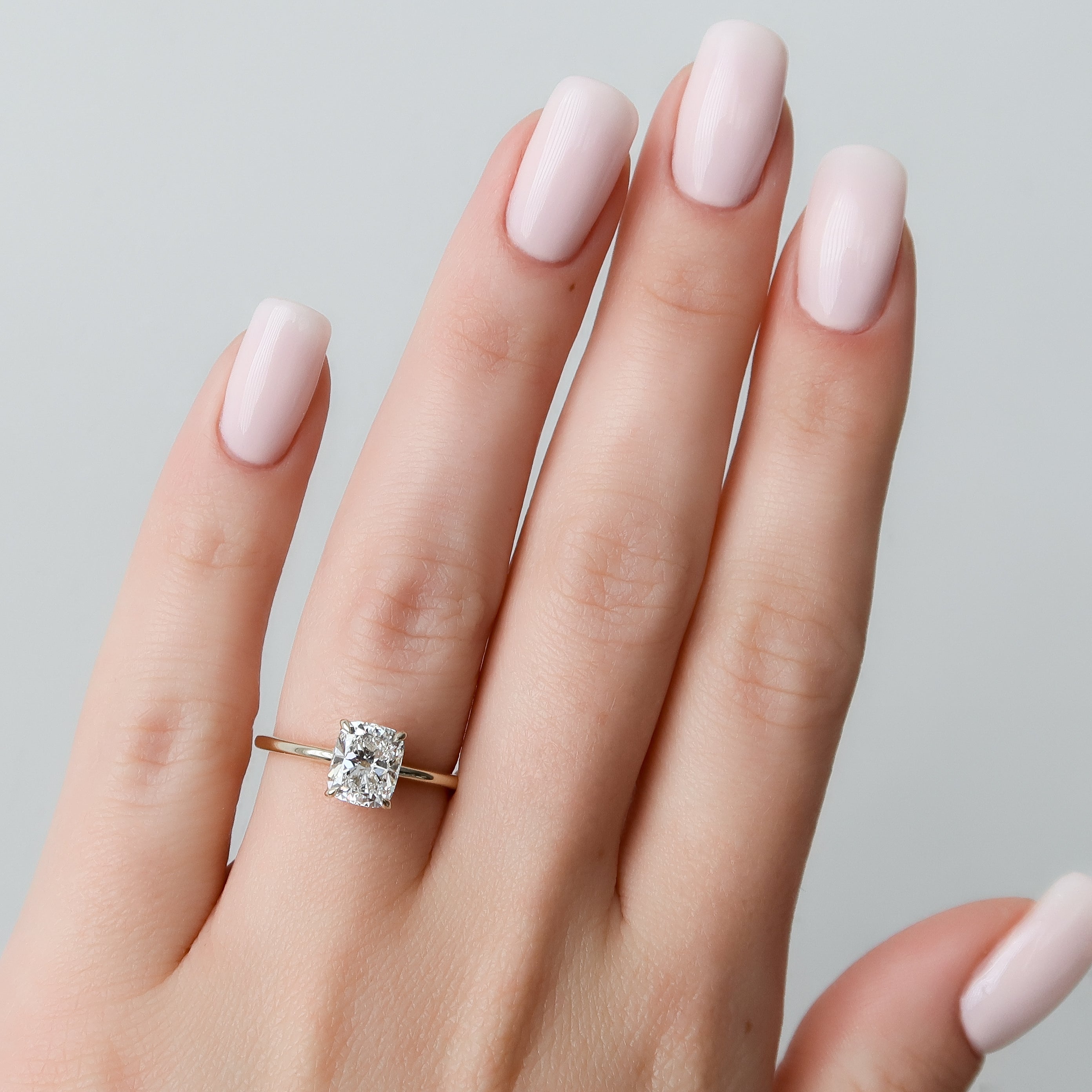 2.0 - 4.0 CT Elongated Cushion Cut CVD Diamond Hidden Halo Engagement Ring