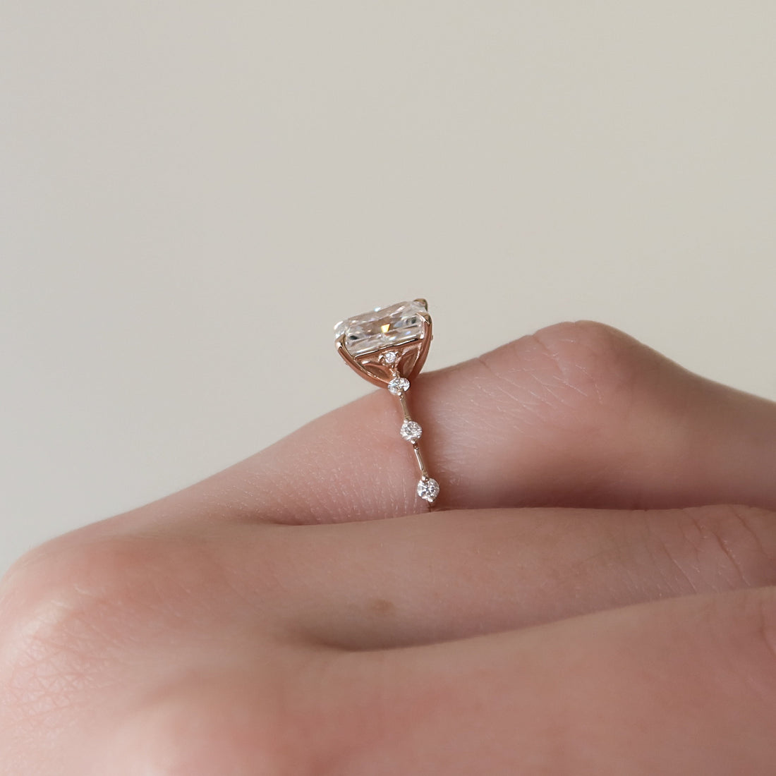 2.0 - 4.0  CT Radiant Cut CVD Diamond Dainty Engagement Ring