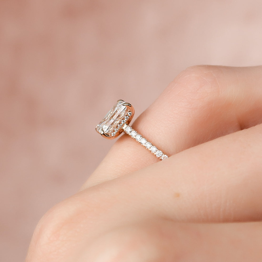 2.0 - 4.0  CT Radiant Cut CVD Diamond Hidden Halo & Pave Engagement Ring