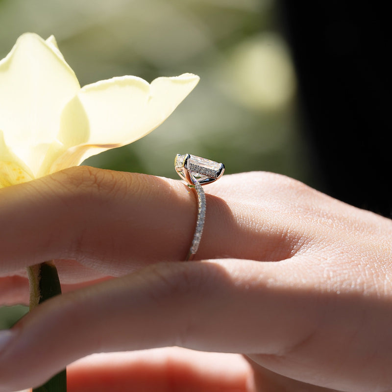 2.0 - 4.0  CT Radiant Cut CVD Diamond Hidden Halo & Pave Engagement Ring