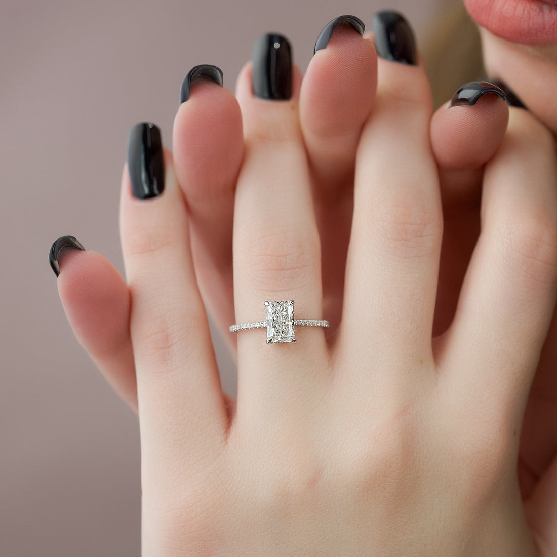 2.0 - 4.0  CT Radiant Cut CVD Diamond Hidden Halo & Pave Engagement Ring