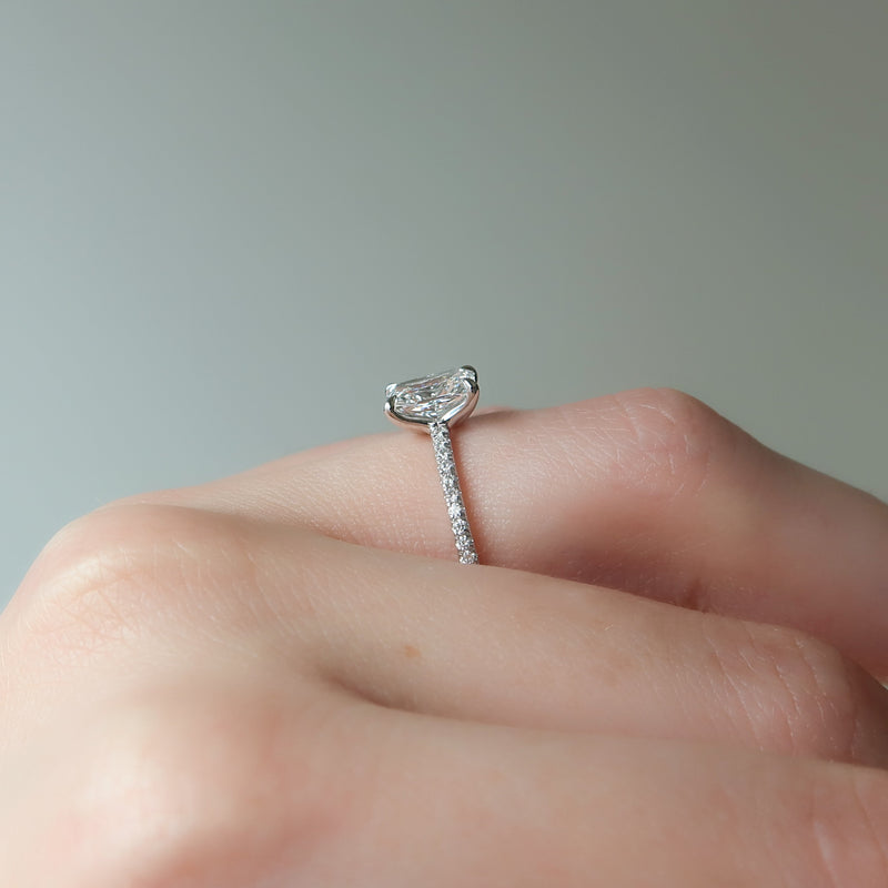 2.0 - 4.0  CT Radiant Cut CVD Diamond Hidden Halo & Pave Engagement Ring