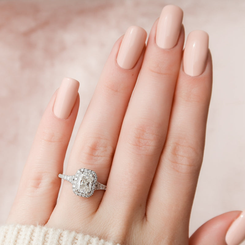 2.0 - 4.0  CT Radiant Cut CVD Diamond Split Shank Halo Engagement Ring