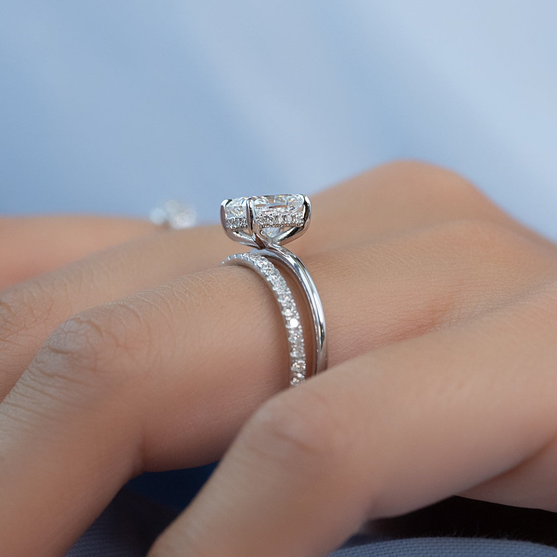 2.0 - 4.0 CT Elongated Cushion Cut CVD Diamond Hidden Halo Engagement Ring