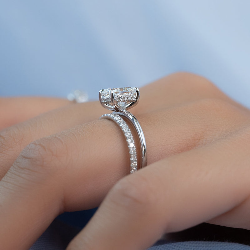 2.0 - 4.0 CT Elongated Cushion Cut CVD Diamond Hidden Halo Engagement Ring