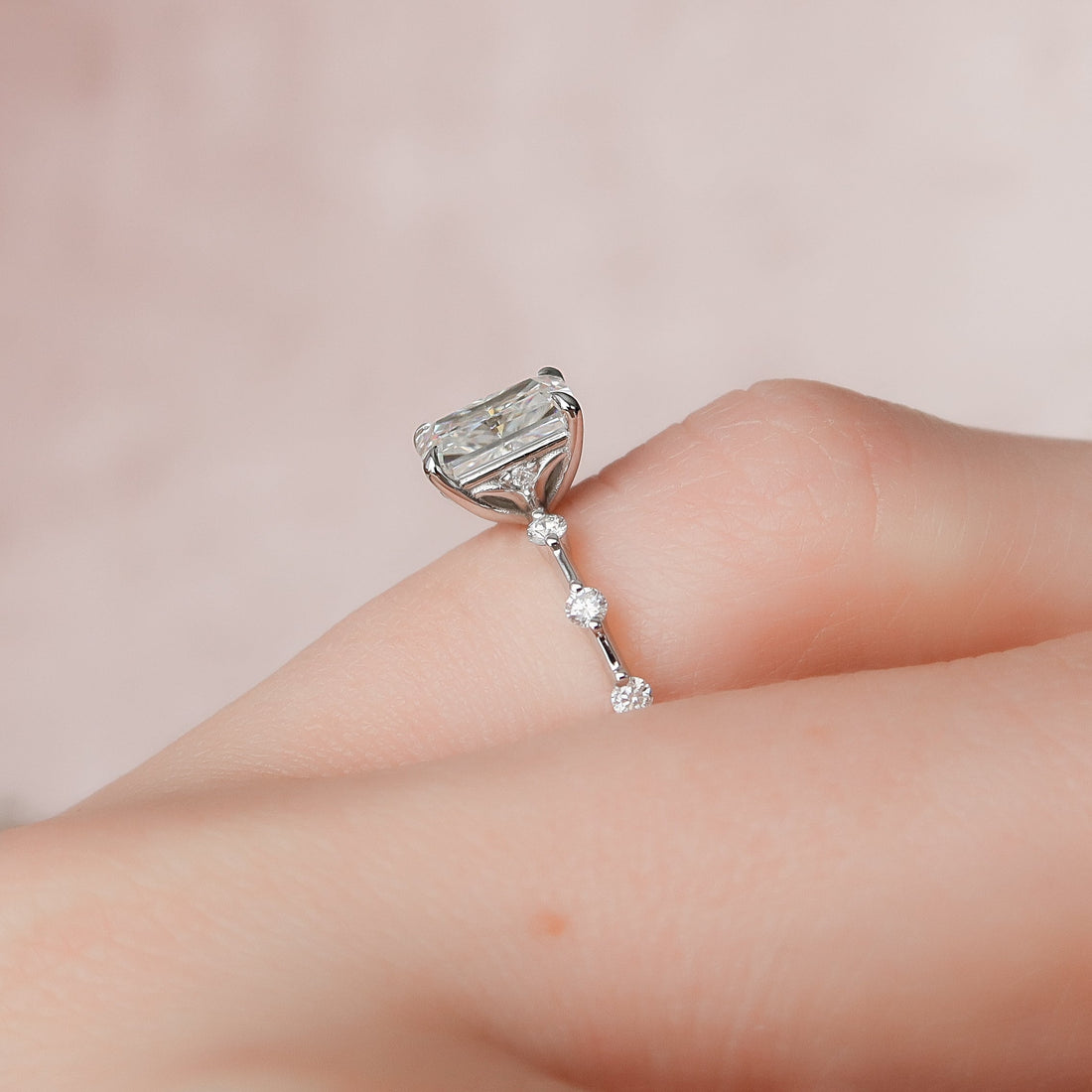2.0 - 4.0  CT Radiant Cut CVD Diamond Dainty Engagement Ring