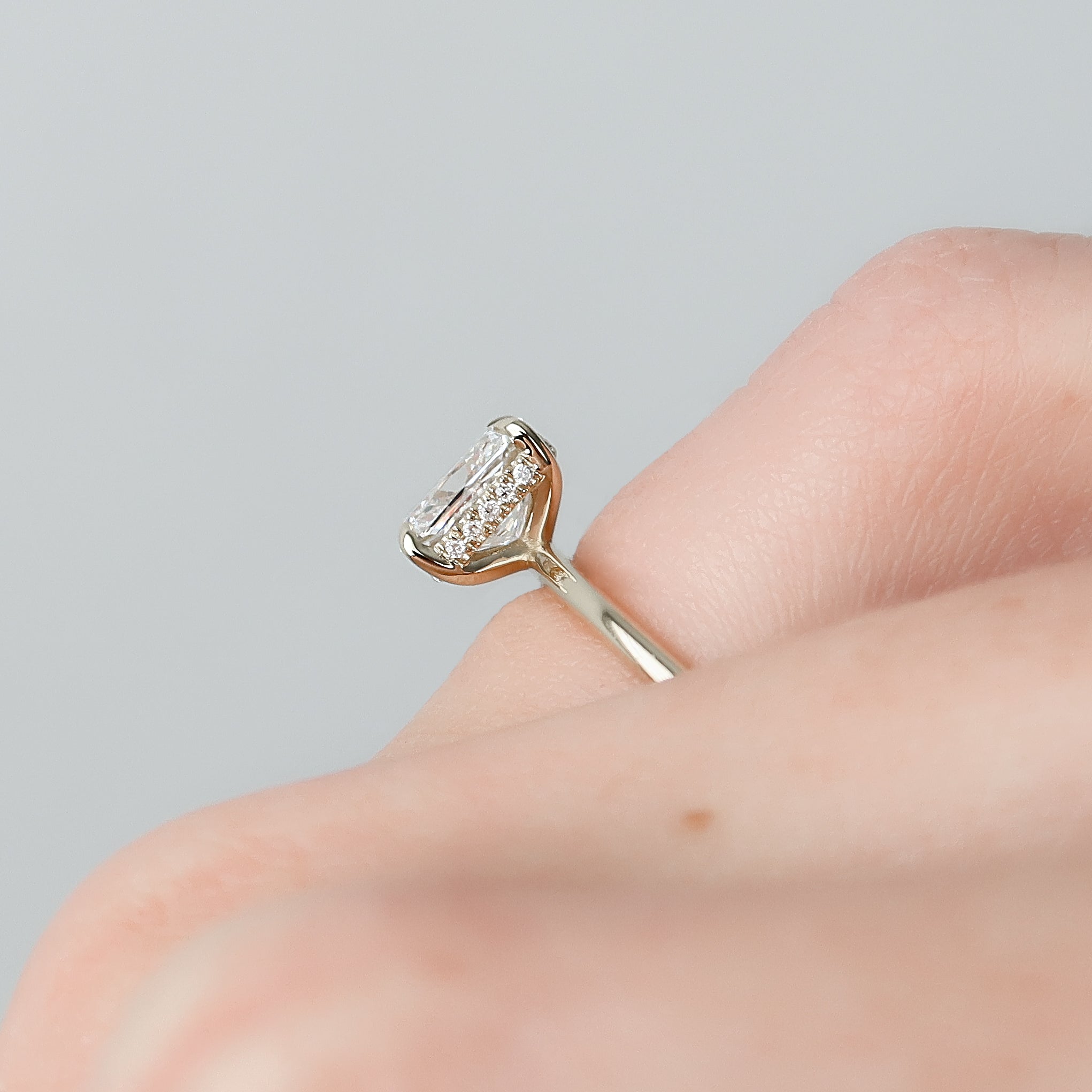 2.0 - 4.0 CT Elongated Cushion Cut CVD Diamond Hidden Halo Engagement Ring