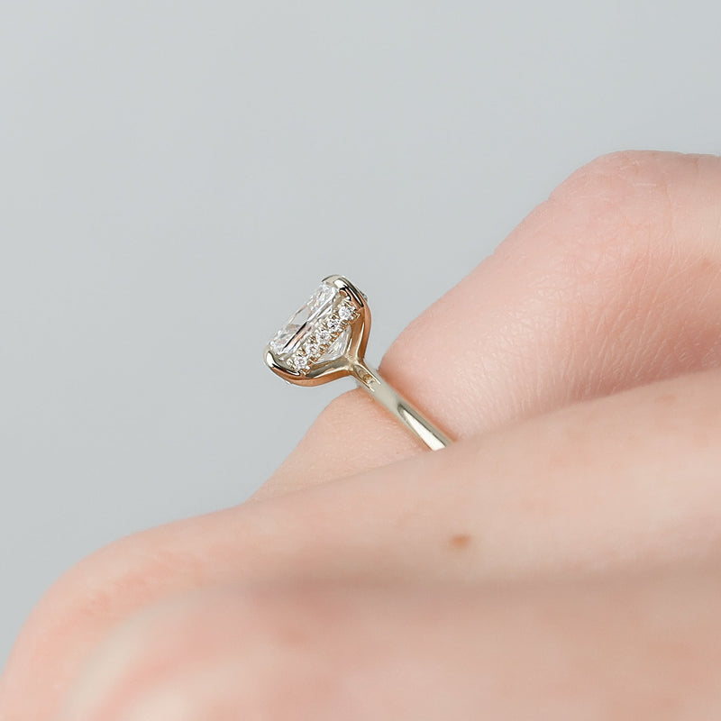 2.0 - 4.0 CT Elongated Cushion Cut CVD Diamond Hidden Halo Engagement Ring